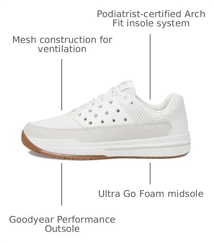 Skechers Skechers Men's Viper Court Luxe Pickleball Sneaker, White/Gray, 11.5