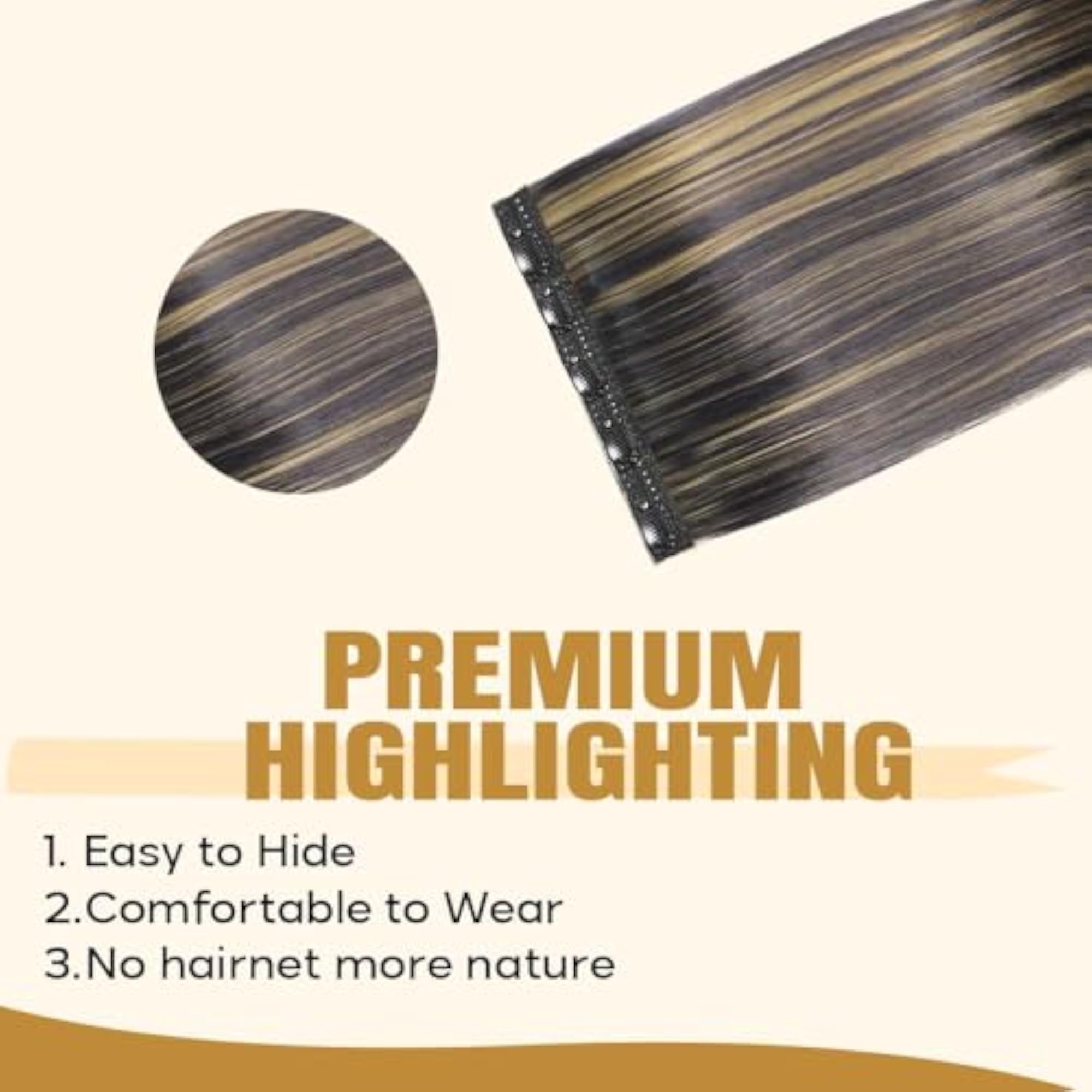 Dark Brown Highlighted Clip-In Synthetic Hair Extension