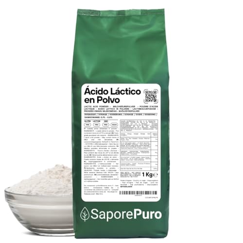 SaporePuro Ácido Láctico en Polvo 1 kg – Pura Calidad Alimentaria – Para Panificación, Lácteos, Bebidas Fermentadas y Uso Cosmético