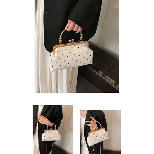 Kiss Lock Purse and Handbag for Women Polka Dot Medium Crossbody Bag Lace Handbags Kiss Clasp Tote Shoulder Bags3