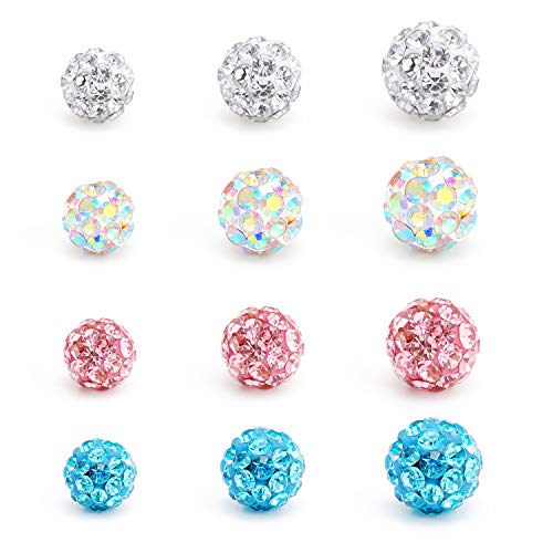 Mayhoop 14G Replacement Balls Spikes for Piercing Barbell Parts 4mm 5mm Stainless Steel & Clear Flexible Crystal CZ Balls