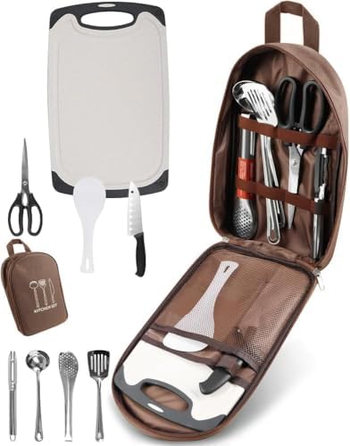 Kit 8 Churrasco Portátil, Kit Churrasco com Tabua, Organizador de...