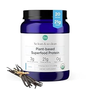 Ora Organic Protein Powder – 21g Plant-Based Protein for Women and Men Pre-Workout Vanilla Flavor, 20 Servings, Clean Protein Source, Low Net Carbs, Keto-Friendly, Gluten-Free, Dairy-Free, Soy-Free
