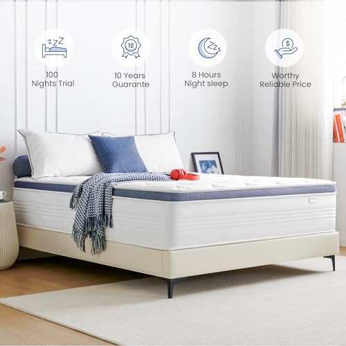 Dourxi Twin Mattress, 12 Inch Hybrid Mattress in a Box with Gel Memory Foam, Individually Pocketed Springs for Support and Pressure Relief - Medium Plush