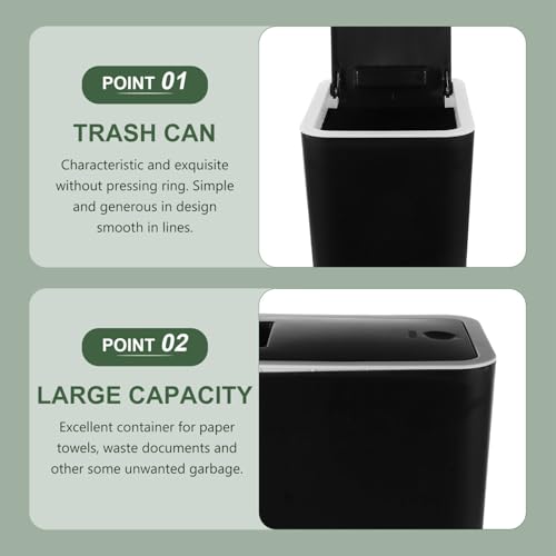 Basurero con tapa presion 10L negro estrecho para cocina y baño miniatura 3