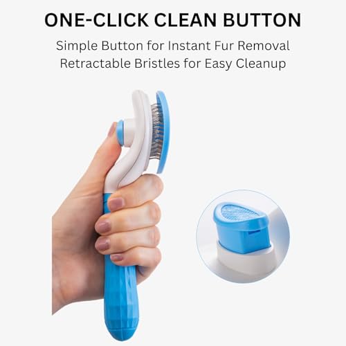 AIXINPET Cat & Dog Self Cleaning Slicker Brush - Easy to Remove Loose Fur, Harmless Deshedding Grooming Tool, Massaging Function - Suitable for Shedding & Furry Pets, like Rabbits and Ferrets - Image 4