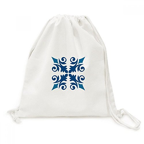 Sac voyage léger en toile avec cordon de serrage et motif fleuri marocain