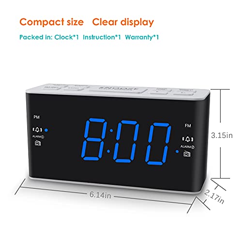 Ratakee Digital Alarm Clock Radio, Dual Alarm Clock For Bedroom With Am/Fm Radio With Preset, Easy Snooze, Sleep Timer, Dimmer And Battery Backup-1.6” Led Digits #TOP6
