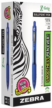 Z-Grip Stylo à bille rétractable, encre bleue, taille moyenne, douzaine (4 douza
