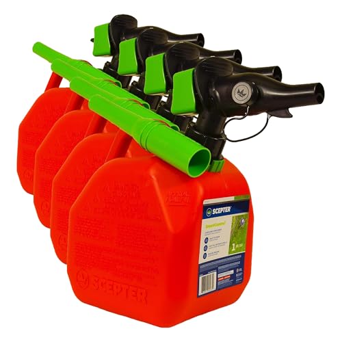 Image of Scepter FR1G152 Fuel Container with Spill Proof Smart Control Spout with Bonus Spout Extender, Red Gas Can, 1 Gallon (Pack of 4)