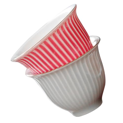 Cabilock 2piezas Tazas De Té De Cerámica Sin Asa Para Té Matcha Uso Oficina o Hogar De Color Vibrante y Diseño De Rayas