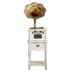 Turntable Gramophone Music Box Records Mini Gramophone Vintage Retro Style (Color : Brown) (White) - Les Beatles, Paul McCartney, John Lennon, RIngo Starr, George Harrison