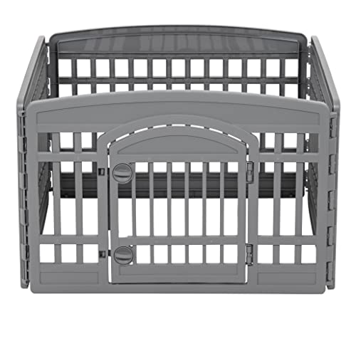 Amazon Basics Dog Playpen, Pet Exercise Pen With Door, 24-Inches, 4 Panel, Dark Gray #TOP12