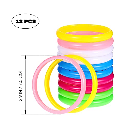 Kisangel 12Pcs Plastic Bangle Bracelets Friendship Bracelets Party Favors For Child Women Girl Gift (Random Color) #TOP6