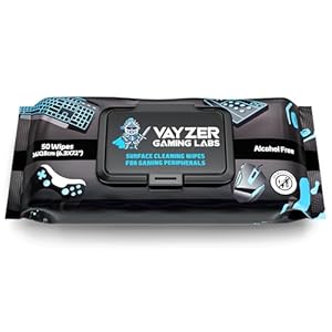 Gaming Peripheral Wipes, Keyboard Cleaner & Electronic Wipes, Safe for Controllers, Keyboards, Laptops, PCs & Mice – Alcohol-Free, Unscented, Paraben-Free, Cleaning Wipes – 50 Pack