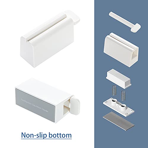 Loveinusa Rolling Toothpaste Squeezer, 2Pcs Toothpaste Tube Squeezers Roller Toothpaste Seat Holder Stand Rotate Dispenser For Bathroom (White And Dark Blue) #TOP3