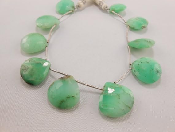 Chrysoprase verte briolette en coeur 17-22mm pour création de bijoux uniques