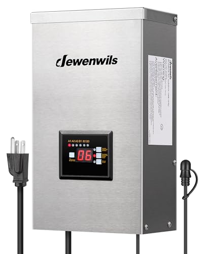 Image of DEWENWILS 600W Low Voltage Landscape Transformer, 6 Independent Outputs, Low Voltage Transformer with Photocell Sensor, 120V to 12V /14V AC, Stainless Steels Landscape Lighting Transformer Outdoor