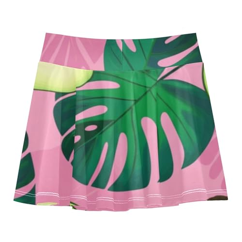 Athletic Shorts for Girls Skorts Skirts with Shorts Custom Teen Skirt Avocados Leaves Pink 3t2