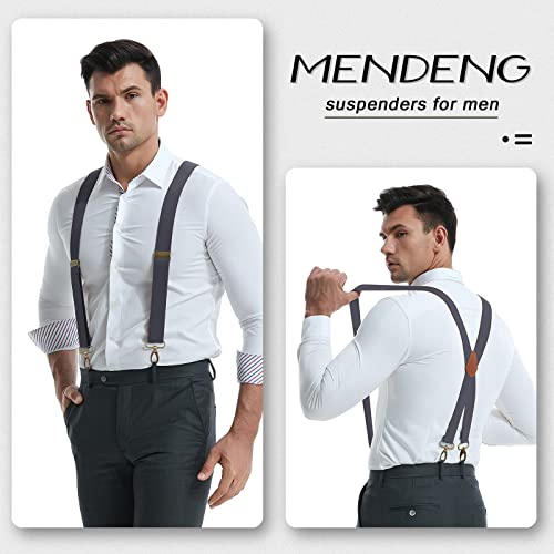 Image of MENDENG Suspenders for Men Heavy Duty Swivel Hooks Retro X-Back Adjustable Brace