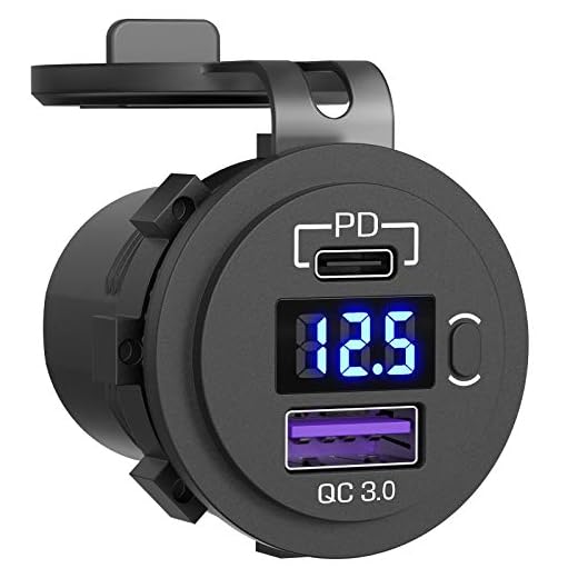 Power Delivery 3,0 USB C-uttag 12 V för Phone 12/12 Mini/12 Pro, 30 W PD & QC 3.0 USB installation uttag vattentät billaddare box med brytare LED voltmeter för bil motorcykel båt lastbil husvagn RV
