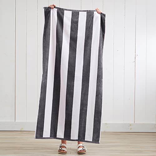 Large Beach Towel Set Of 4 - Cabana Striped Beach Towels For Adults And Lightweight Pool Towels With 100% Cotton - Quick Dry Beach Towel Pack And Grey And White Cute Beach Towel For Women And Men #TOP4