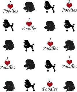 I Love (Heart) Poodles Waterslide Nail Art Decals