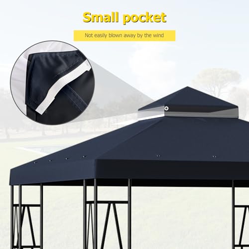 10\'x10\' Replacement Canopy Top Cover Only for Gazebo, Double Tiered Gazebo Covers for Outdoor Patio Garden Canopy (Black) - Thumbnail 6