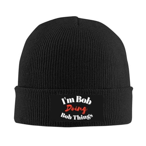 Hat That Says I'm Bob Doing Bob Things Knit Cap Bob Knit Hat Unisex Warm Knitted Brimless Winter Beanie Hat Black