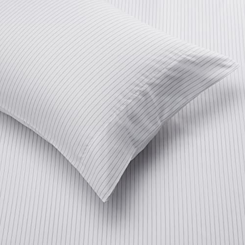 Amazon Basics Lightweight Microfiber 5 Piece Bed-In-A-Bag Comforter Bedding Set, Twin/Twin Xl, Gray Pinstripe, Striped #TOP5