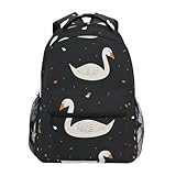 Mnsruu Mochila escolar con fondo negro de pato, mochila para libros para niños y niñas, bolsa de viaje informal para la escuela primaria, mochila de viaje para computadora portátil, Fondo negro de