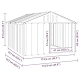 vidaXL Hundehütte Anthrazit 116,5x153x81,5cm Verzinkter Stahl Hundehaus Hütte