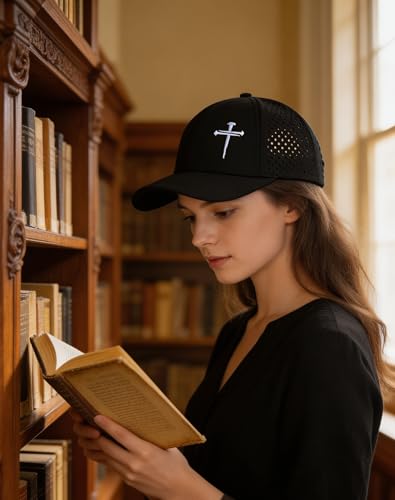 Image of Jesus 3 Nail Cross Hat Christian Religious Gifts for Christma with Embroidered - Adjustable Snapback Baseball Cap