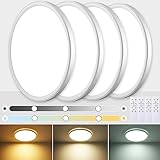 HABOWN® LED Deckenleuchte Flach,24W 3000K-6500K LED Deckenleuchte Dimmbar,3000LM IP40 Wasserfest Rund LED Deckenleuchte mit Fernbedienung,Einstellbare Helligkeit Ø29cm(Weiß, 4Stück)
