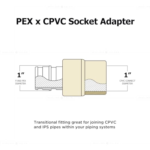 Image of Midline Valve CSDQFG012-OM 1'' Expansion PEX x CPVC Adapter Pipe Fitting lead-free Brass, Single