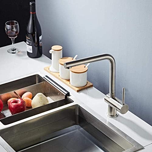 Robinet de cuisine mitigeur flexible en acier inoxydable pour évier de salle d'eau - 7