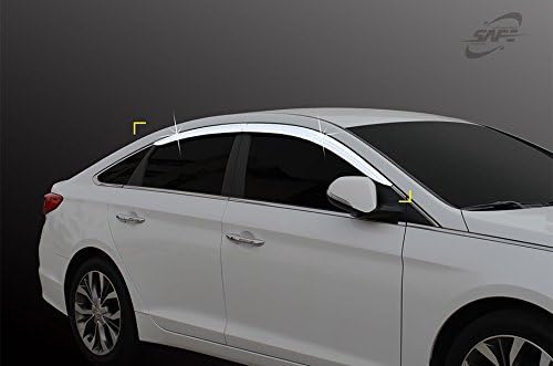Chrome Side Window Wind Deflectors Visor Rain Wind Guards 4p Compatible with 2015~2019 Sonata
