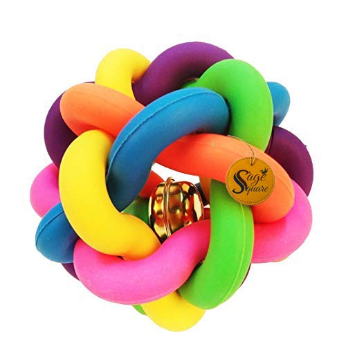Sage Square Rubber Multi Color Dog Chew Toy Ball for Dog / Puppy / Cat / Kitten