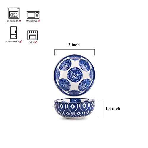 Selamica Ceramic Dipping Bowls Small Dip Bowl 3 Inch Soy Sauce Dish Set, 2.7 Oz Mini Bowl For Side Dish, Appetizers, Sushi, Bbq, Set Of 6, Vintage Blue #TOP1