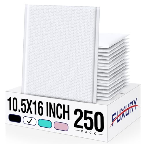 Image of Fuxury 250 Pack White Bubble Mailers 10.5x16 Inch, Self Seal Padded Envelopes Waterproof Mailing Envelopes, Cushioning Padded Mailers, Bubble Bags for Packaging, Small Business Large #5