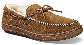 Eddie Bauer Men's Shearling-Lined Moccasin Slipper, Tan Regular 12M