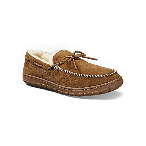 Eddie Bauer Men's Shearling-Lined Moccasin Slipper, Tan Regular 12M #TOP1