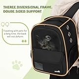 pecute Haustier Rucksack 6kg, Tragbare und Faltbare Katzentasche, Atmungsaktive und Leichte Hundetasche, Wasserdichtes Oxford-Tuch, für Reisen, Wandern,Schwarz