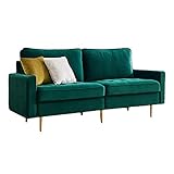INSPIRIERTES VELVET SOFA MITTE DES JAHRHUNDERTS - Dieses elegante, von der Mitte des Jahrhunderts inspirierte Samtsofa beeindruckt. Ein langes festes Sitzkissen, zwei Rückenkissen und Metallbeine bieten genau die richtige Mischung aus Raffinesse und zeitgemäßer Note.