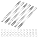 MECCANIXITY 6Set M5x90mm Double Ended Stud Screws, 304 Stainless Steel Dual Threaded Rod Bar Bolts Studs with...