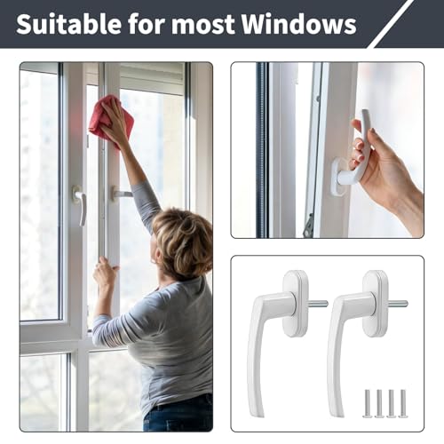 Miniatura 5 de 2 Piezas Manija Para Ventana, Manillas De Ventana Aluminio 43 Mm Distancia Orificios De Aleación Entre Para Ventanas Practicables, Manilla Giratoria Para Ventanas De Pvc Aluminio Madera Blanca