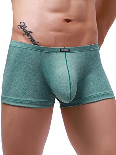 Ikingsky Men's Stretch Bulge Boxer Briefs Sexy U-Hance Pouch Shorts Soft Low Rise Trunk Under Panties For Men (X-Large, Green) #TOP1