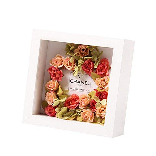 Ray & Chow White 8x8 inch 3D Photo Frame Deep Box Frame Shadow Box Frame for Flowers,Art Crafts,Wedding Gifts etc.- Glass Window- Solid Wood - Interior Depth: 5CM- Table Top Display or Wall Hanging