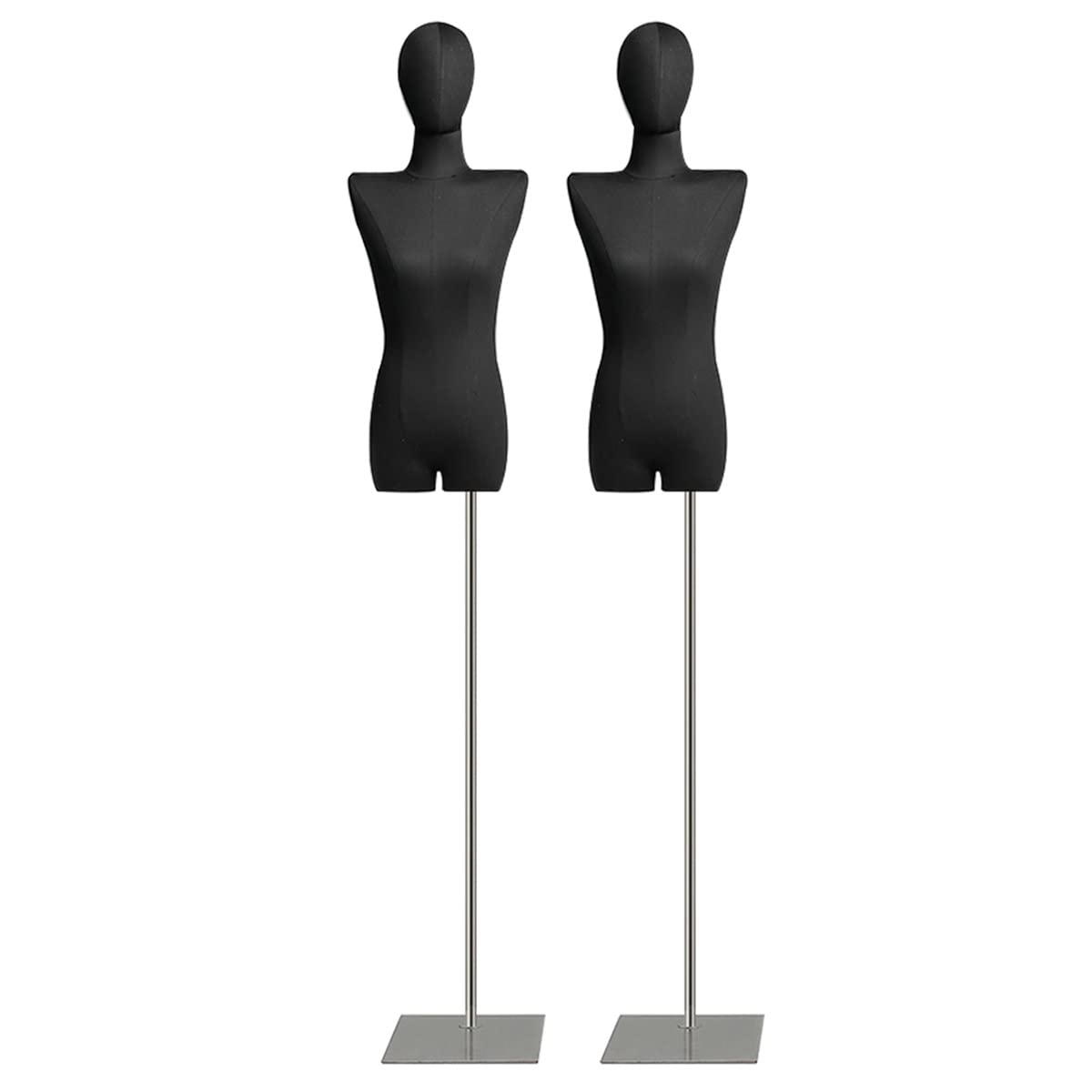 Générique Lot de 2 mannequins de Couture réglables pour Femme, Hauteur 145-203 cm, tête Amovible, Base en métal pour vêtements, présentoir à Bijoux, modèle de Couture (Couleur : Argent, Taille : S/M)