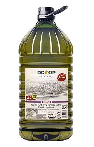 DCOOP Aceite de Oliva Virgen Extra - Variedad Picual, Ideal Para Cocinar, Certificación I.G.P. Aceite de Jaén, Botella PET Conserva las Propiedades del Producto, 5 Litros